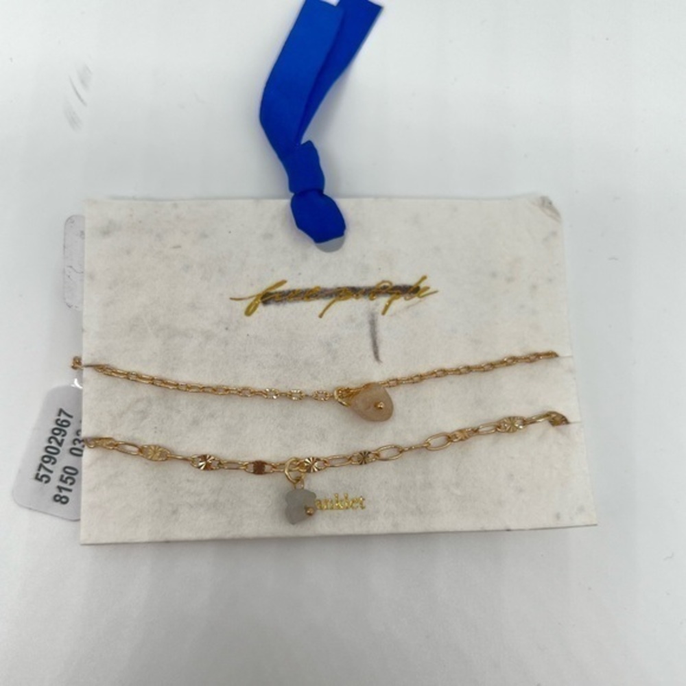2 Free people ankle bracelet 14k Gold Plated Anklet Set - Picture 4 of 4